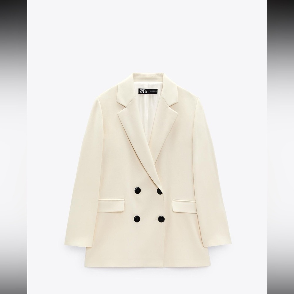 Zara Women's Elegant Double Breasted Cream Blazer